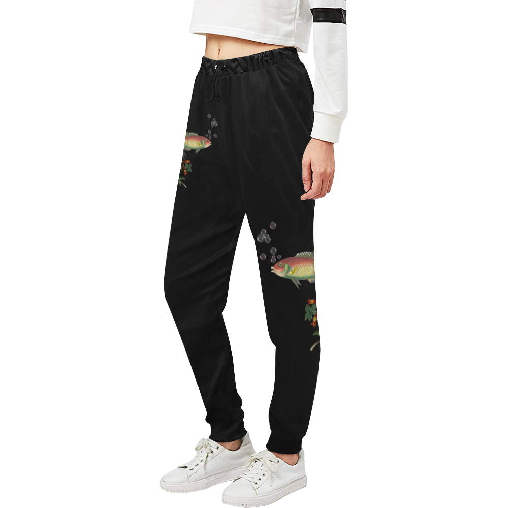 Fish With Flowers Surreal Unisex All Over Print Sweatpants (Model L11)