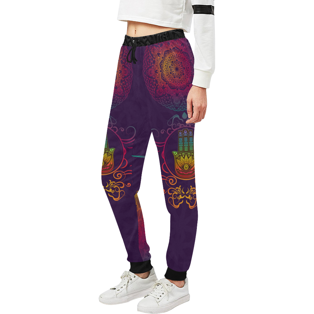 Hamsa Colorful Mandala Unisex All Over Print Sweatpants (Model L11)