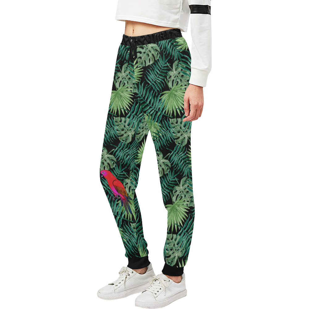 Parrot And Leaves Unisex All Over Print Sweatpants (Model L11)