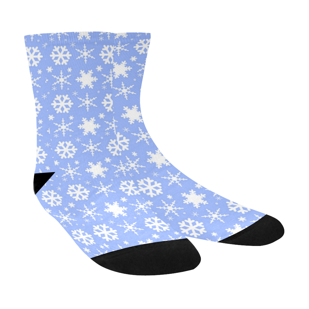 Snowflakes Blue Crew Socks