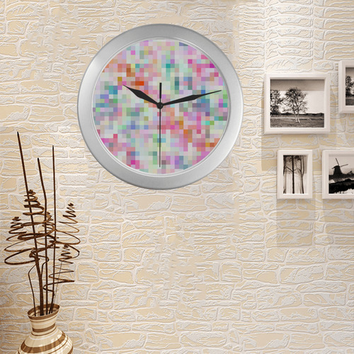 pixeledspring Silver Color Wall Clock