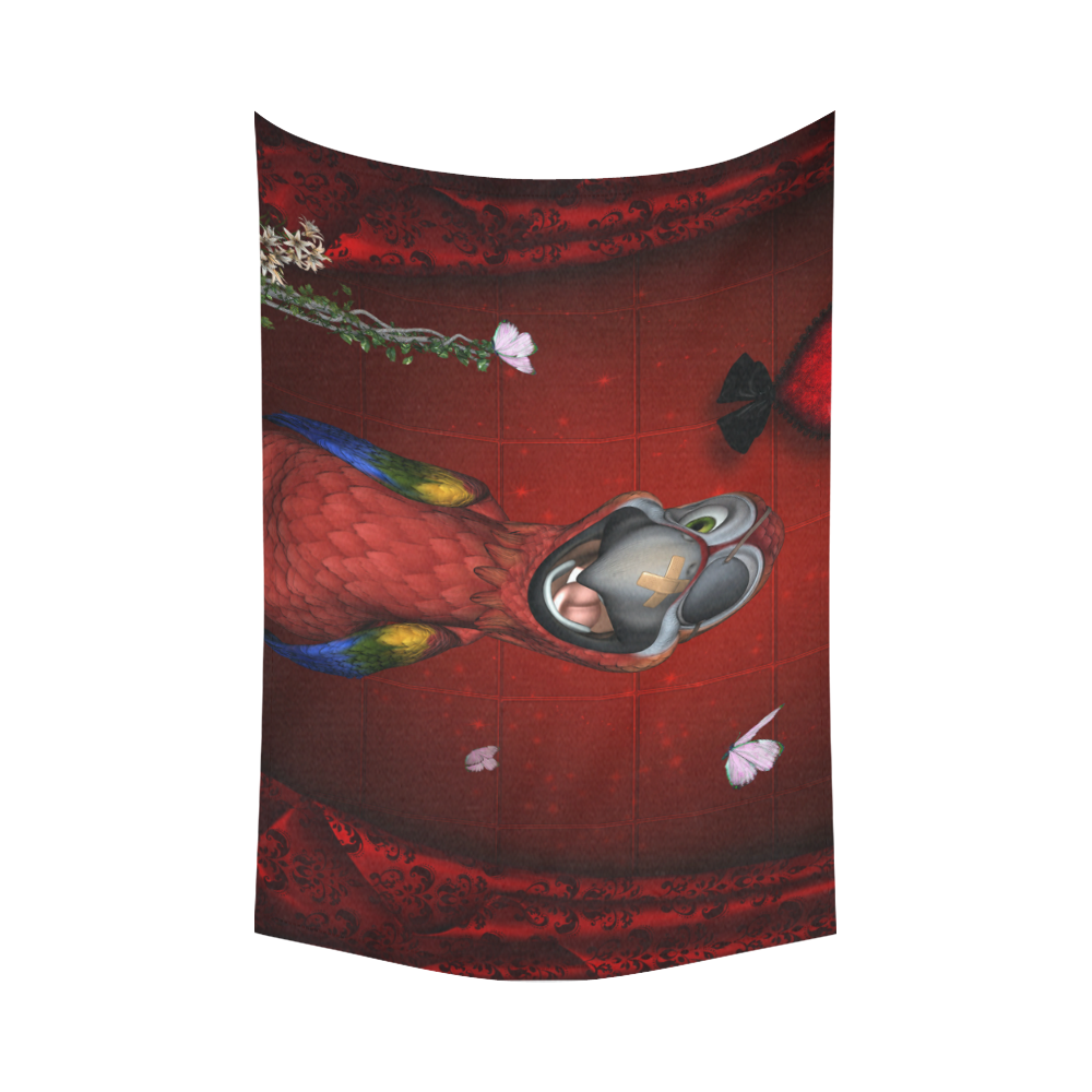 Funny, cute parrot Cotton Linen Wall Tapestry 90"x 60"