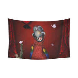 Funny, cute parrot Cotton Linen Wall Tapestry 90"x 60"