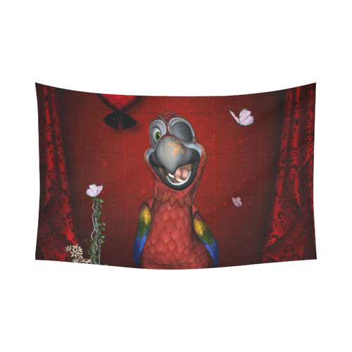 Funny, cute parrot Cotton Linen Wall Tapestry 90"x 60"