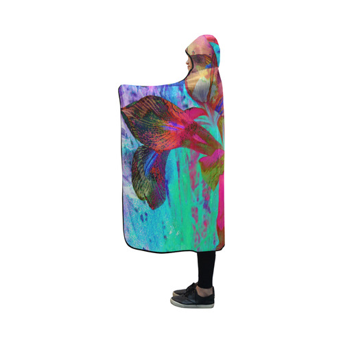 Abstracti Iris Blue by Martina Webster Hooded Blanket 50''x40''