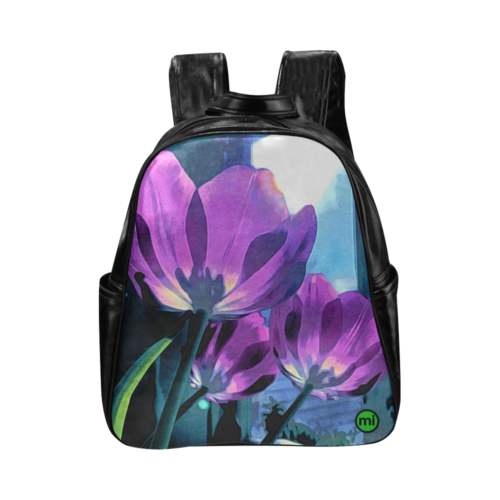 Sunny Lilac Tulips. Inspired by the Magic Island of Gotland. Multi-Pockets Backpack (Model 1636)