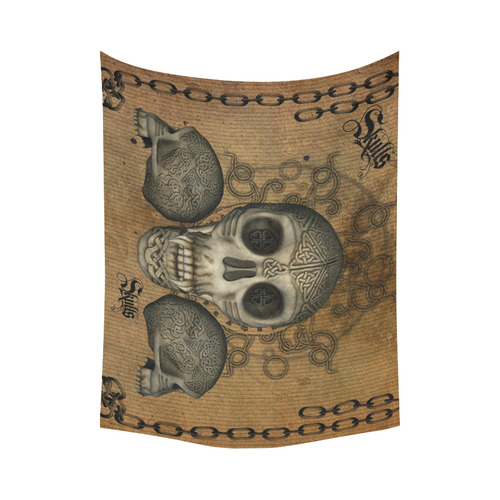 Awesome skull with celtic knot Cotton Linen Wall Tapestry 80"x 60"