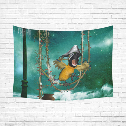 Funny pirate parrot Cotton Linen Wall Tapestry 80"x 60"