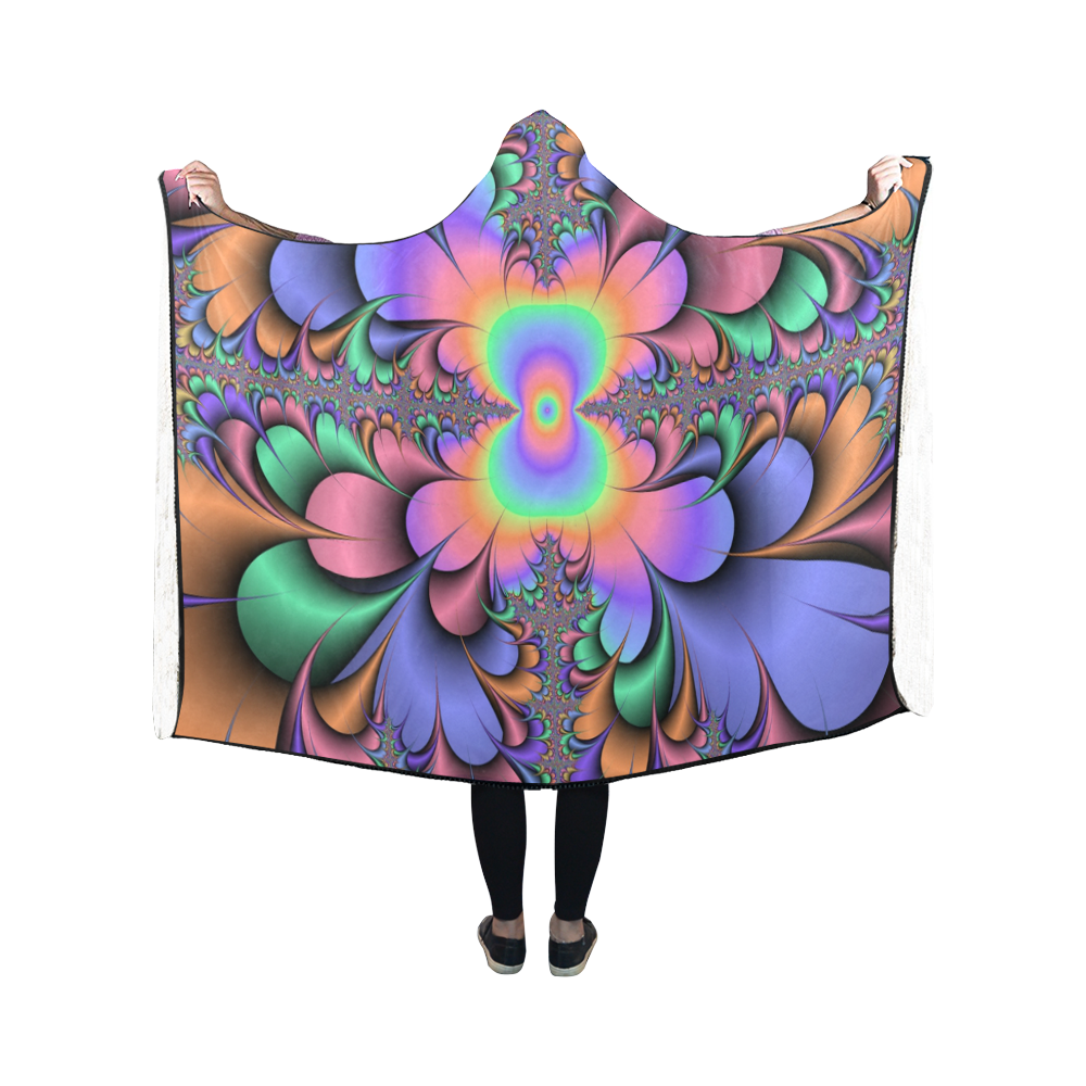 Peacock Feathers by Martina Webster Hooded Blanket 50''x40''