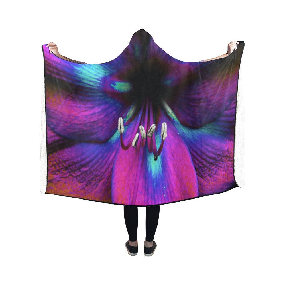 Neon Amaryllis by Martina Webster Hooded Blanket 50''x40''