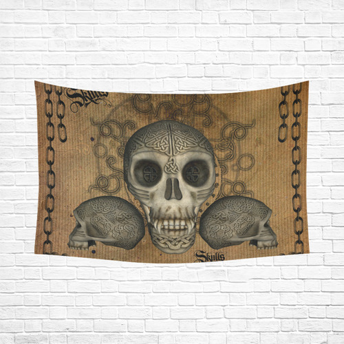 Awesome skull with celtic knot Cotton Linen Wall Tapestry 90"x 60"