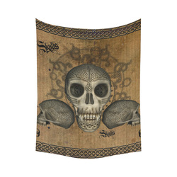 Awesome skull with celtic knot Cotton Linen Wall Tapestry 60"x 80"