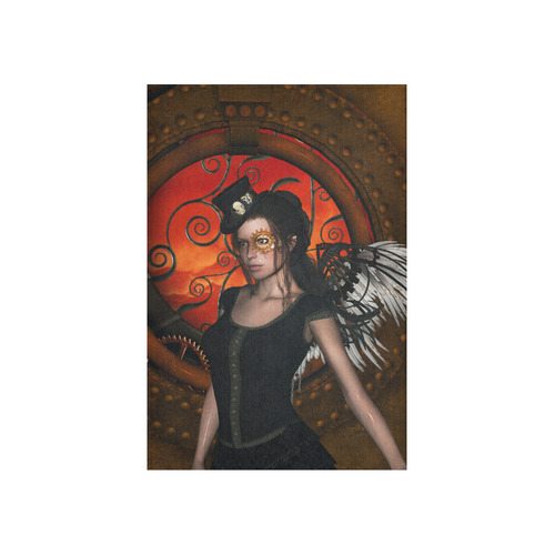 Steampunk lady with steampunk wings Cotton Linen Wall Tapestry 40"x 60"