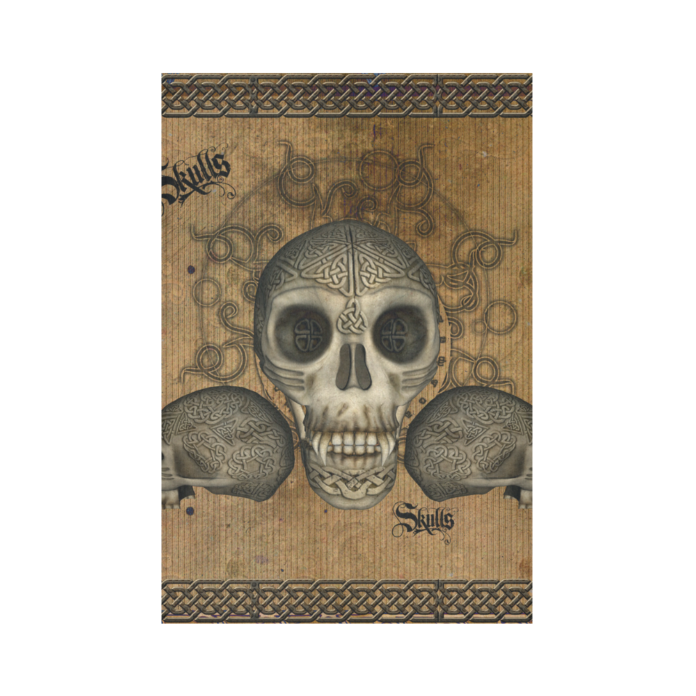 Awesome skull with celtic knot Cotton Linen Wall Tapestry 60"x 90"