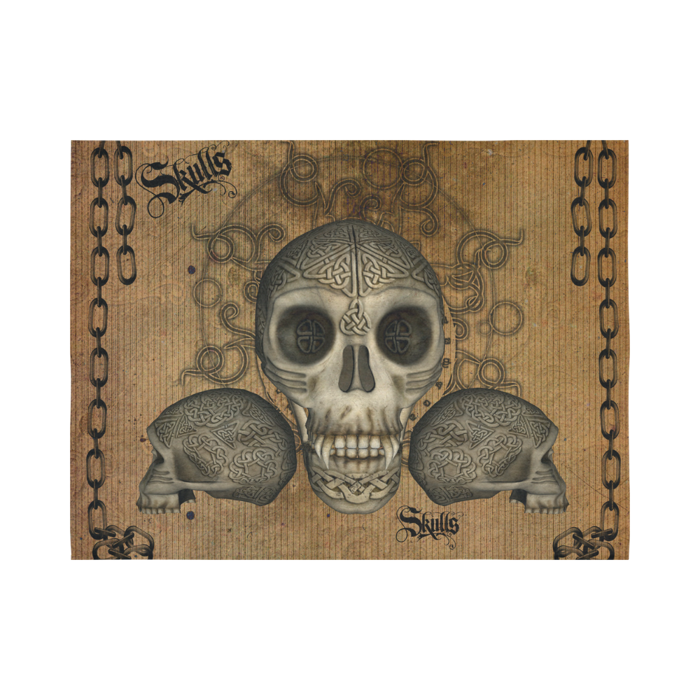 Awesome skull with celtic knot Cotton Linen Wall Tapestry 80"x 60"