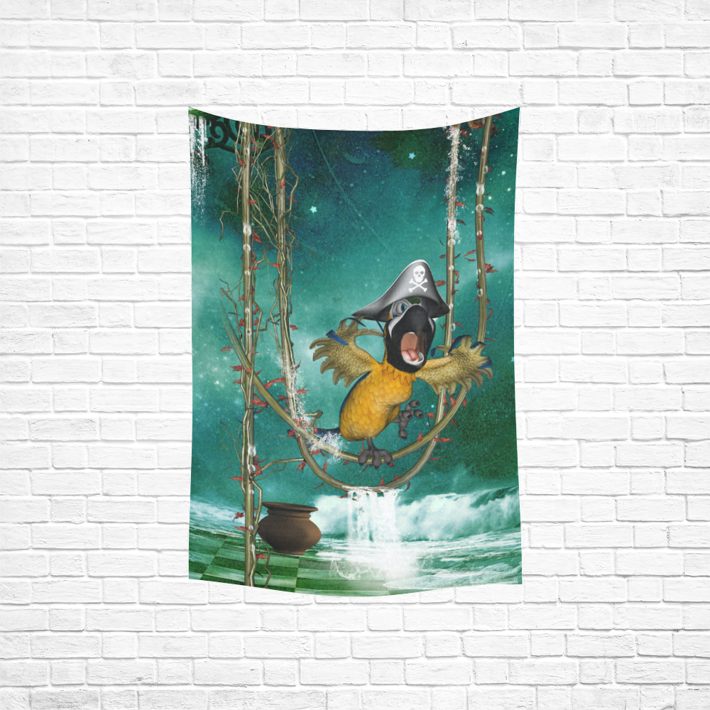 Funny pirate parrot Cotton Linen Wall Tapestry 40"x 60"