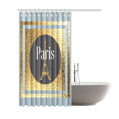 Parisian Showers Blue Shower Curtain 72"x84"
