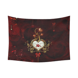 Wonderful heart with dove Cotton Linen Wall Tapestry 80"x 60"