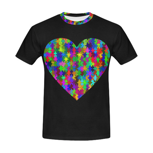 T-shirt Heart Jigsaw Puzzle by Tell 3 People All Over Print T-Shirt for Men (USA Size) (Model T40)
