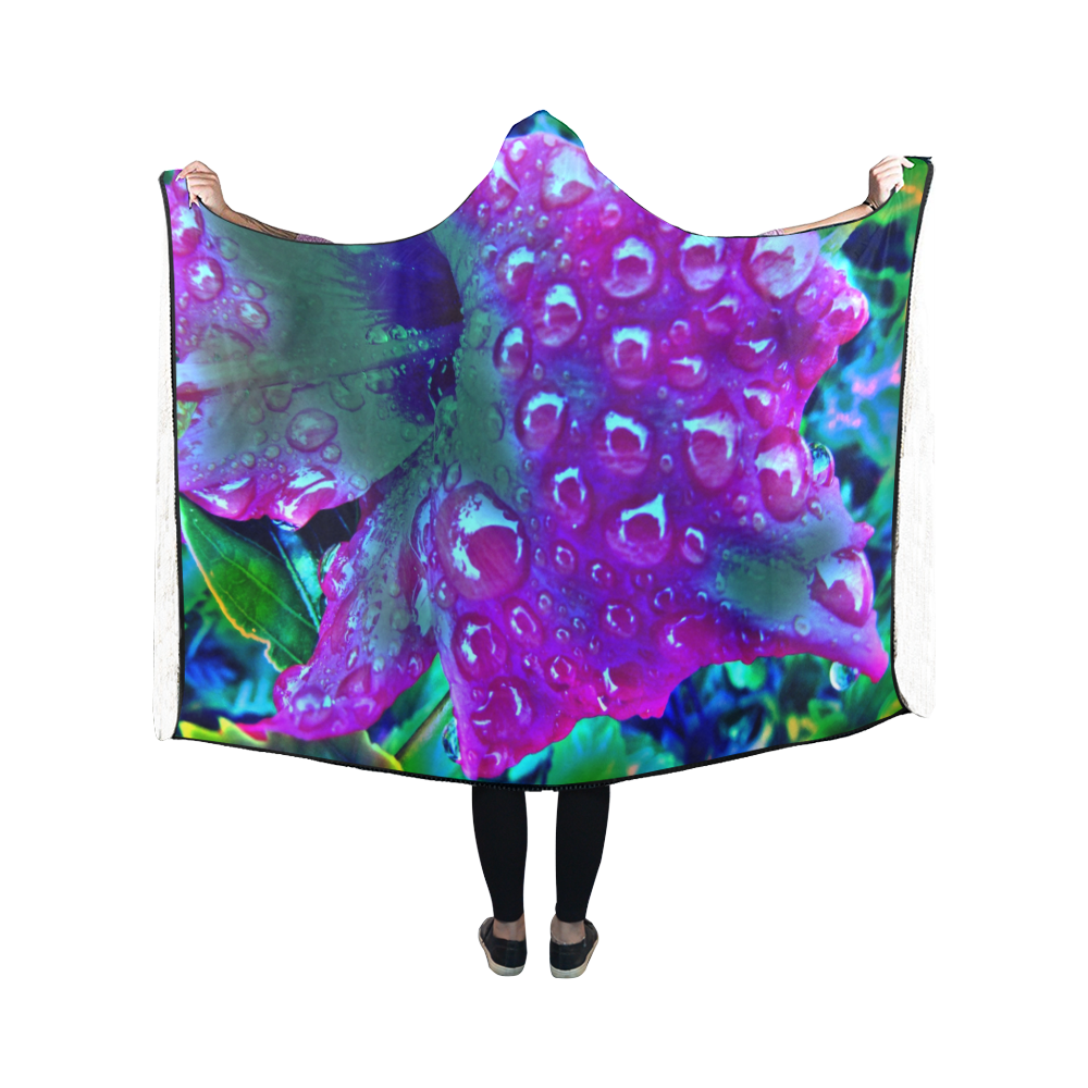 Blue Hibiscus by Martina Webster Hooded Blanket 50''x40''