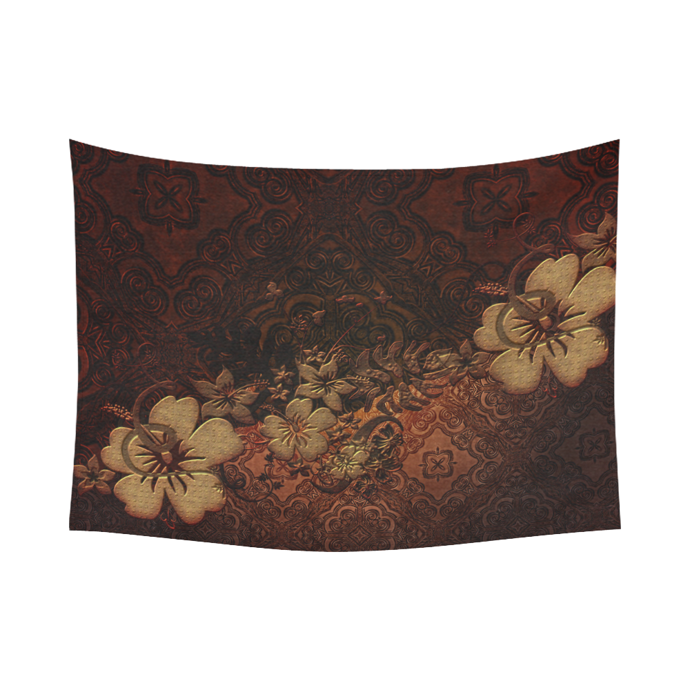 Floral design, vintage Cotton Linen Wall Tapestry 80"x 60"