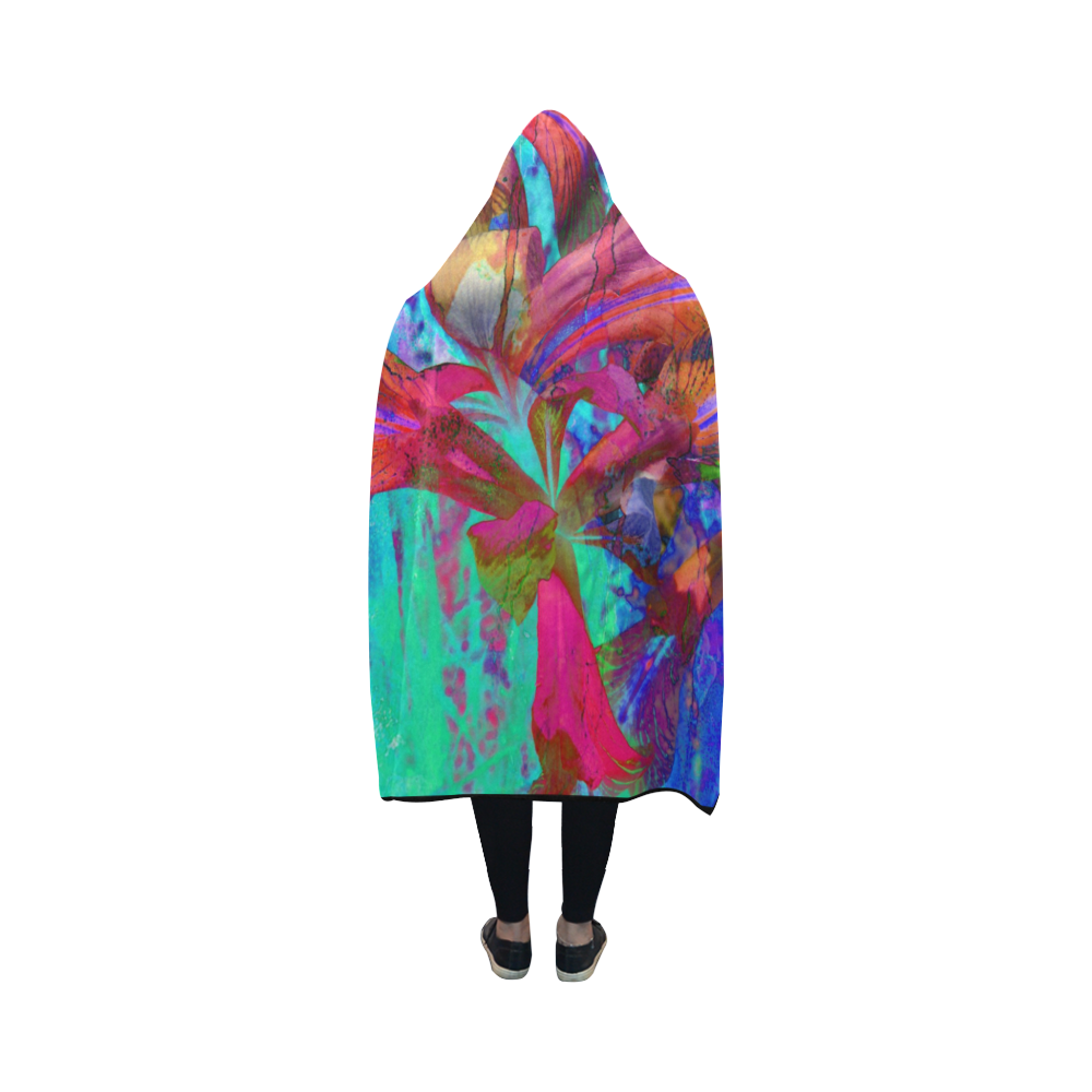 Abstracti Iris Blue by Martina Webster Hooded Blanket 50''x40''