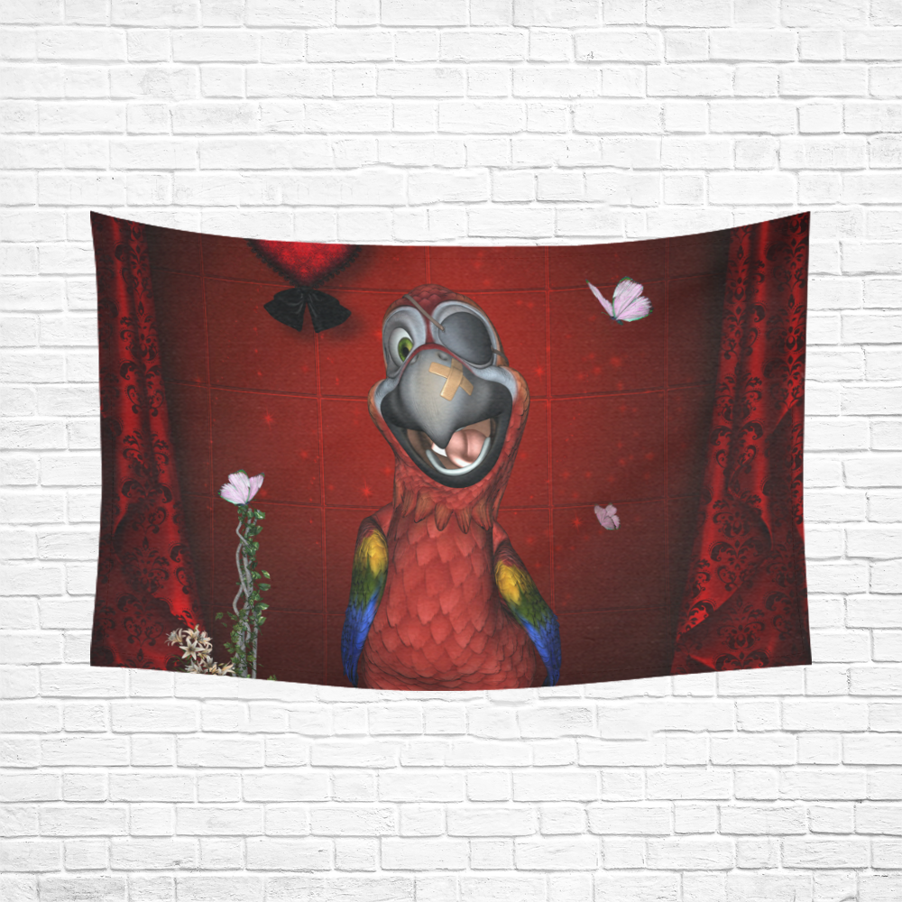 Funny, cute parrot Cotton Linen Wall Tapestry 90"x 60"