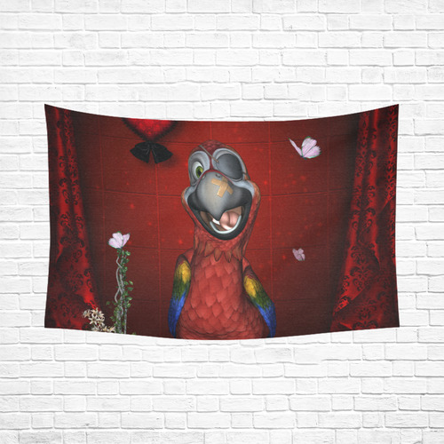 Funny, cute parrot Cotton Linen Wall Tapestry 90"x 60"