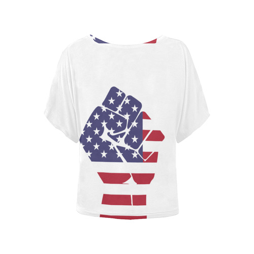 T-shirt American Flag Fist by Tell 3 People Women's Batwing-Sleeved Blouse T shirt (Model T44)