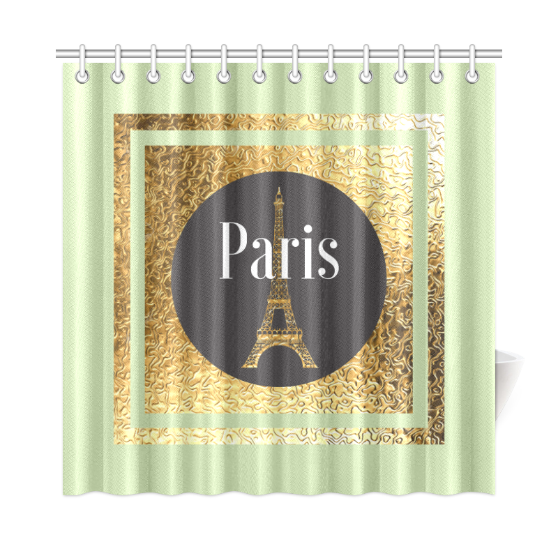 Parisian Showers Green Shower Curtain 72"x72"