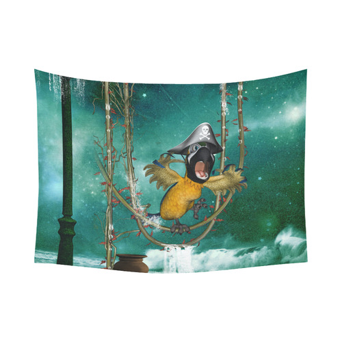 Funny pirate parrot Cotton Linen Wall Tapestry 80"x 60"