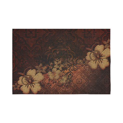 Floral design, vintage Cotton Linen Wall Tapestry 90"x 60"