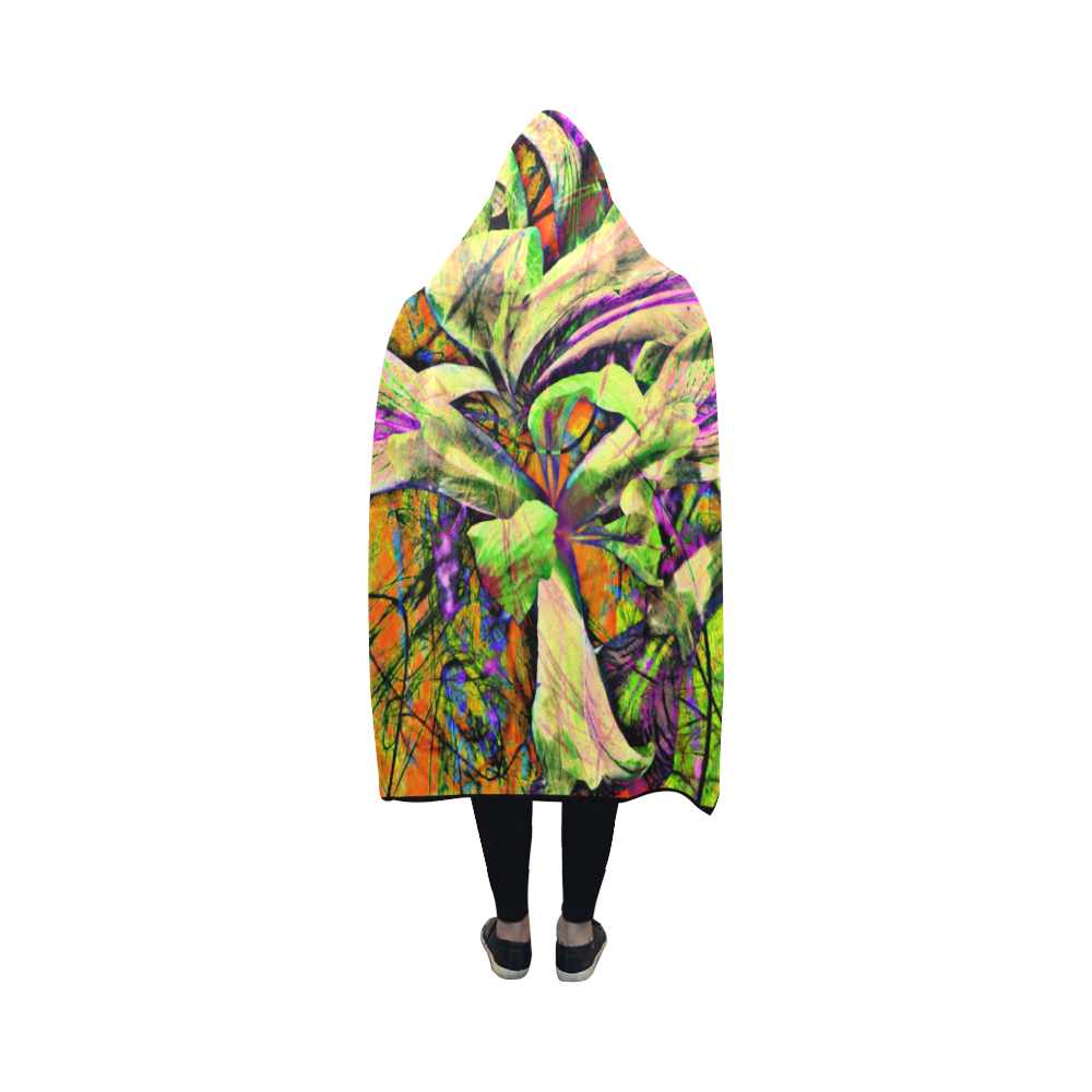 Abstract Iris Yellow by Martina Webster Hooded Blanket 50''x40''