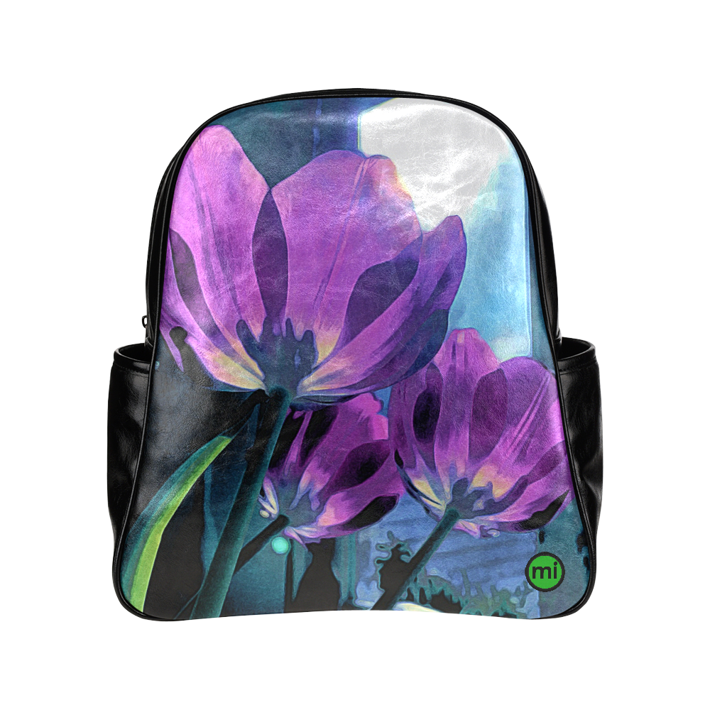 Sunny Lilac Tulips. Inspired by the Magic Island of Gotland. Multi-Pockets Backpack (Model 1636)
