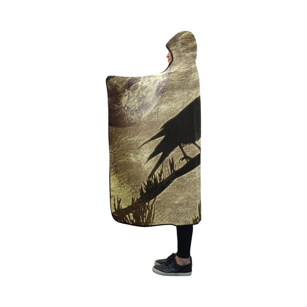 The Raven Gold by Martina Webster Hooded Blanket 50''x40''