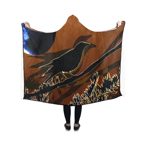 Gothic Raven by Martina Webster Hooded Blanket 50''x40''