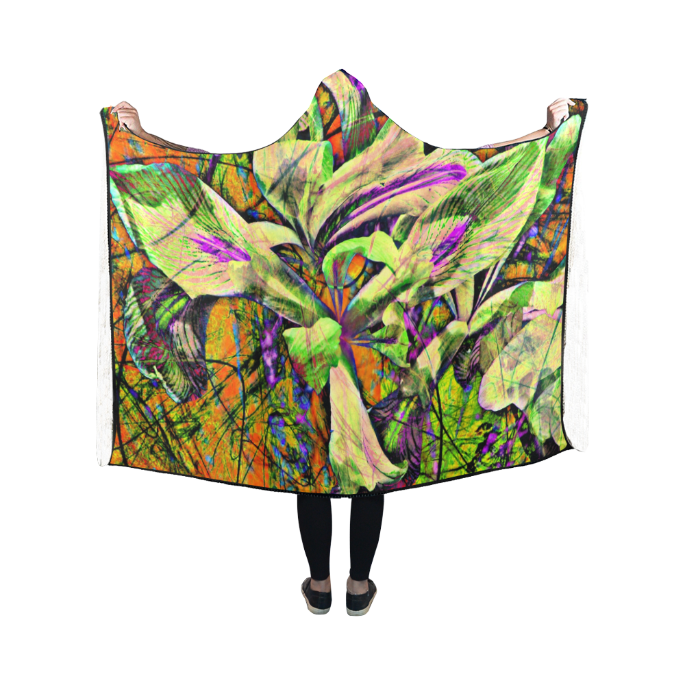 Abstract Iris Yellow by Martina Webster Hooded Blanket 50''x40''