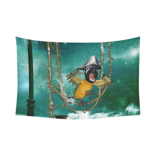 Funny pirate parrot Cotton Linen Wall Tapestry 90"x 60"