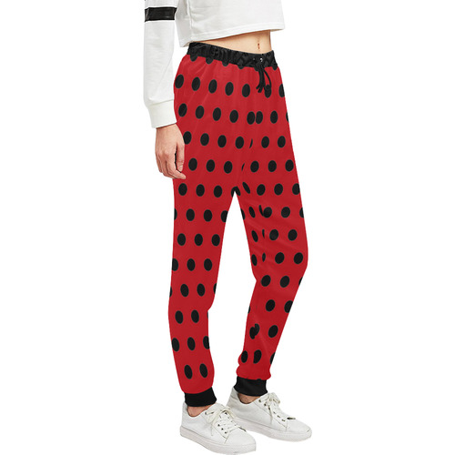 Red Black Polka Dots Unisex All Over Print Sweatpants (Model L11)