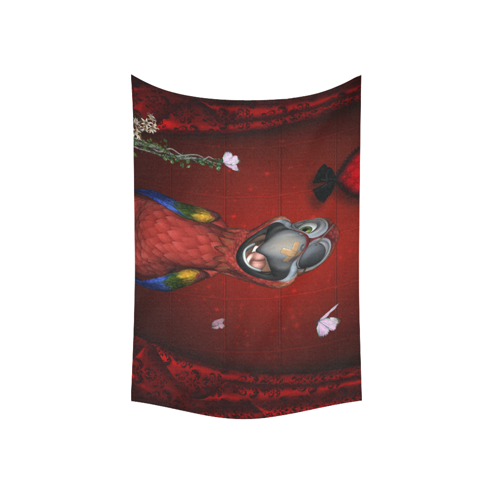 Funny, cute parrot Cotton Linen Wall Tapestry 60"x 40"