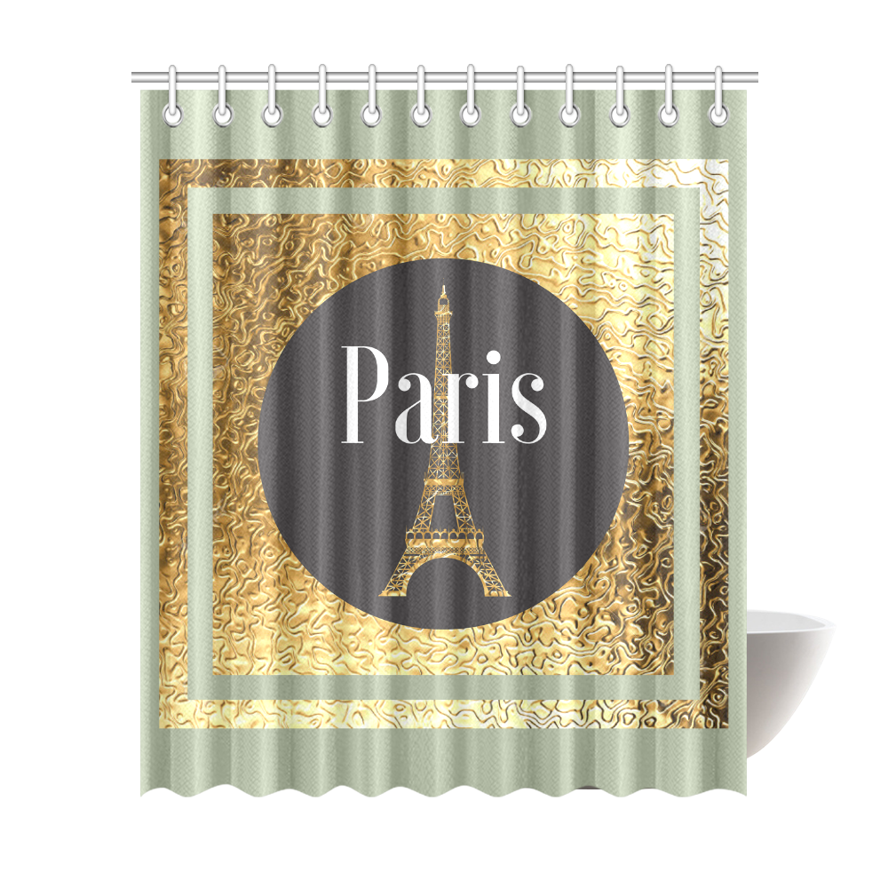 Parisian Showers Green Shower Curtain 72"x84"