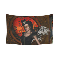 Steampunk lady with steampunk wings Cotton Linen Wall Tapestry 90"x 60"