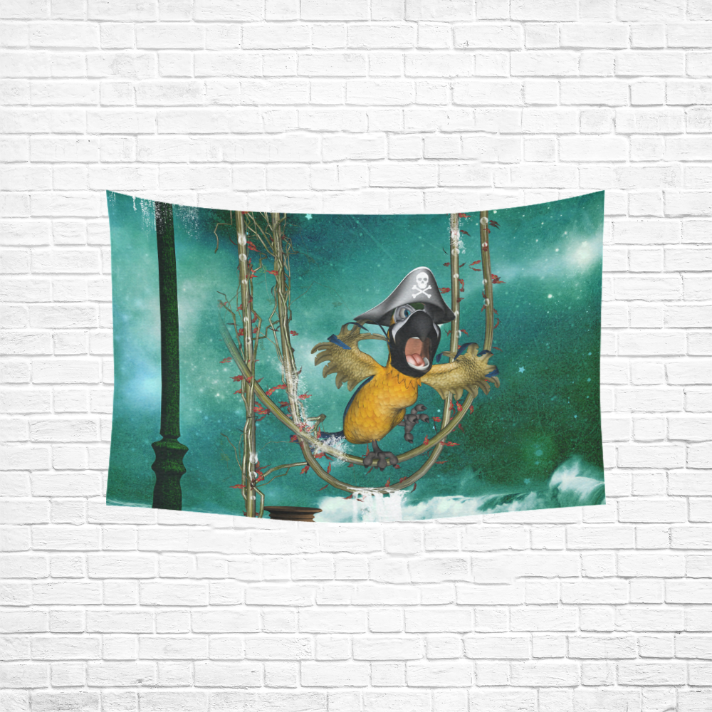 Funny pirate parrot Cotton Linen Wall Tapestry 60"x 40"