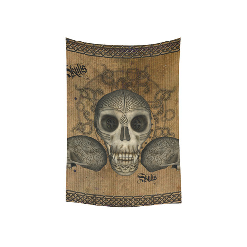 Awesome skull with celtic knot Cotton Linen Wall Tapestry 40"x 60"
