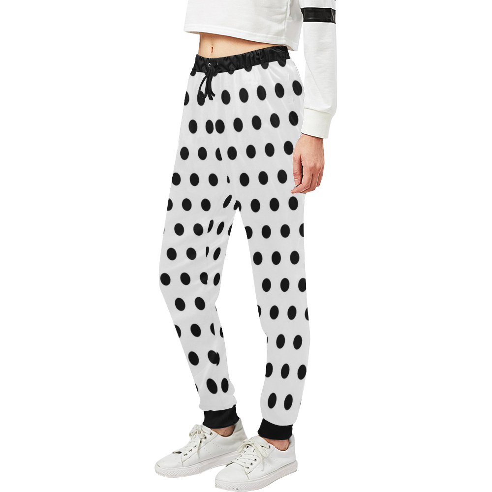 Black White Polka Dots Unisex All Over Print Sweatpants (Model L11)