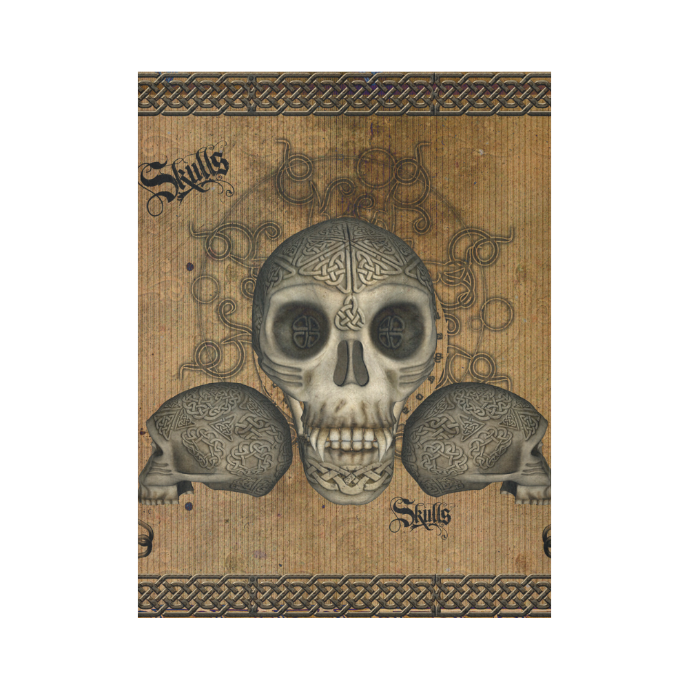 Awesome skull with celtic knot Cotton Linen Wall Tapestry 60"x 80"