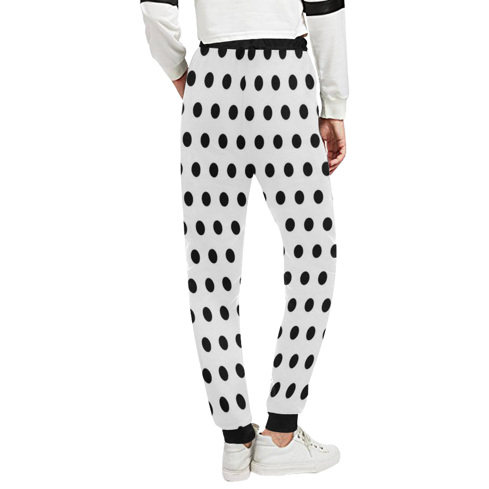Black White Polka Dots Unisex All Over Print Sweatpants (Model L11)