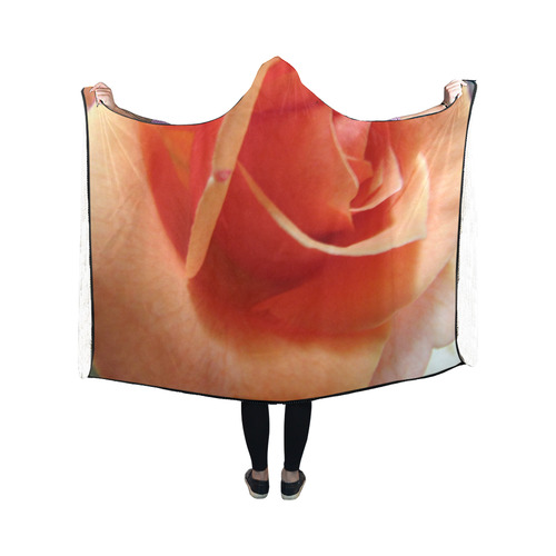 Rose Orange by Martina Webster Hooded Blanket 50''x40''