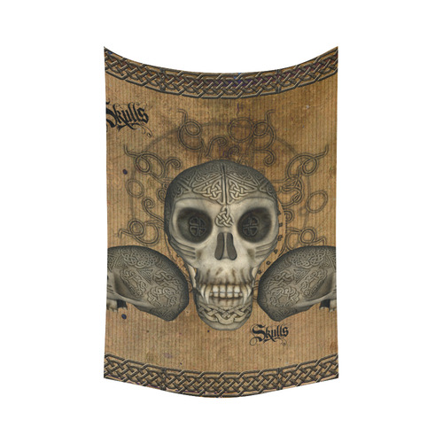 Awesome skull with celtic knot Cotton Linen Wall Tapestry 60"x 90"