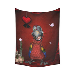 Funny, cute parrot Cotton Linen Wall Tapestry 60"x 80"